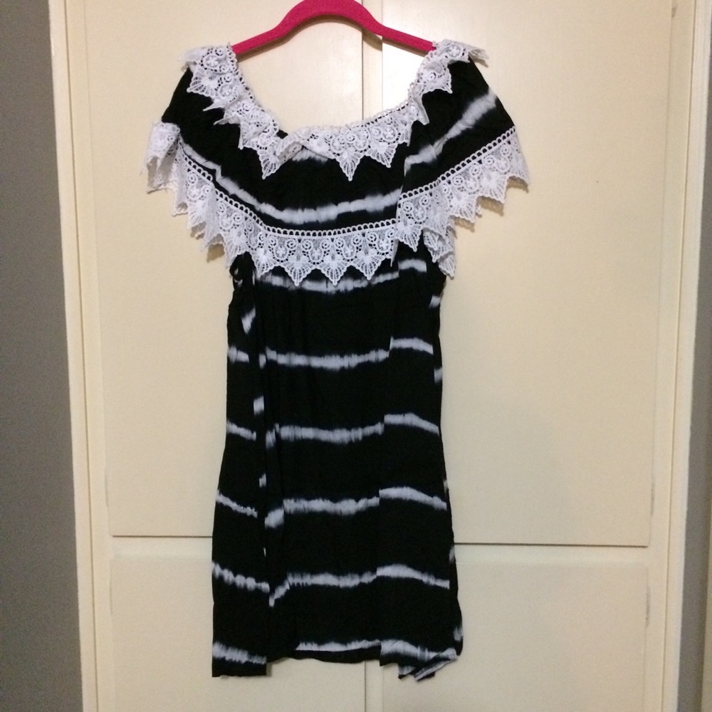 NWT Black Off-The-Shoulder Tie Dye Plus Size Dress - Picture 4 of 8